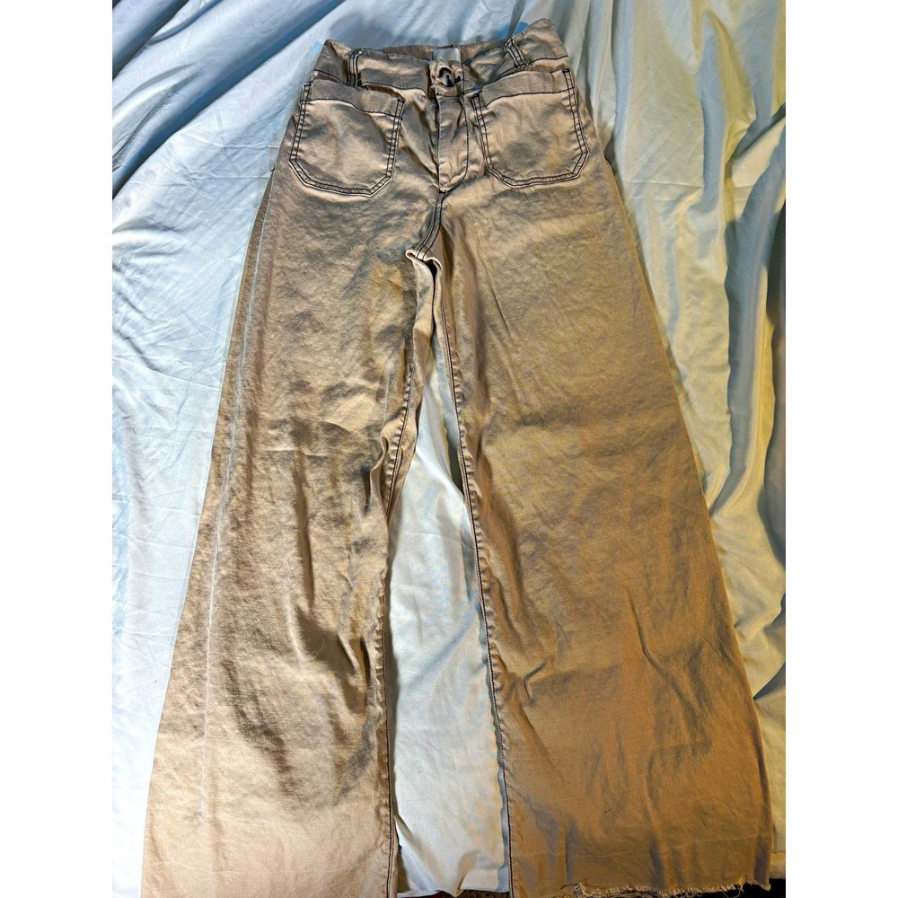 Maeve Colette High Rise Wide-Leg Jeans Womens Size 25 Beige Light Wash Denim